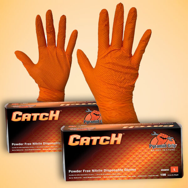 CATCH ORANGE NITRILE POWDER FREE TEXTURE - Image 2